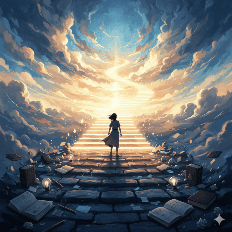 A person standing on a mountain path at sunrise, symbolizing growth and transformation through the apprenticeship journey — embracing personal evolution and learning.