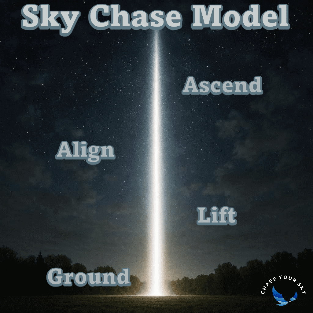 Beam of light with motivational words.